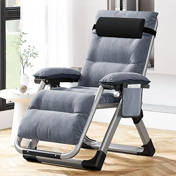 MOPHOTO Comfy Folding Chair for Living Room, Foldable Recliner Chair Lounge Chairs with Mattress for Indoor Outdoor, Leisure Chair Adjustable Reclining Chairs for Adults