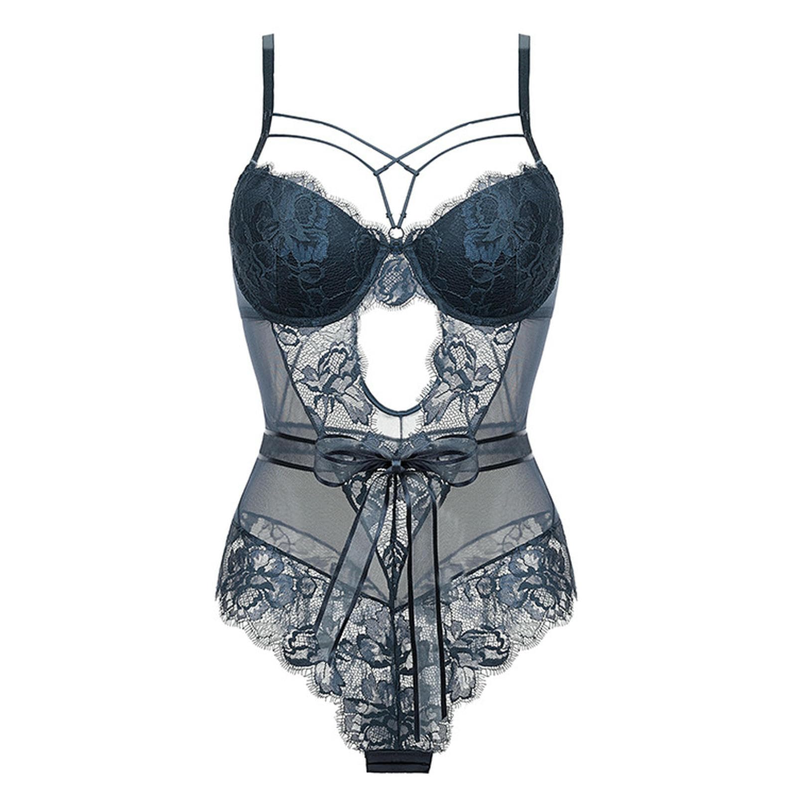 Soutiens-Gorge Body Sexy À La Française avec Un Nœud Séduisant, Dentelle Transparente, Moulant-noir-80d