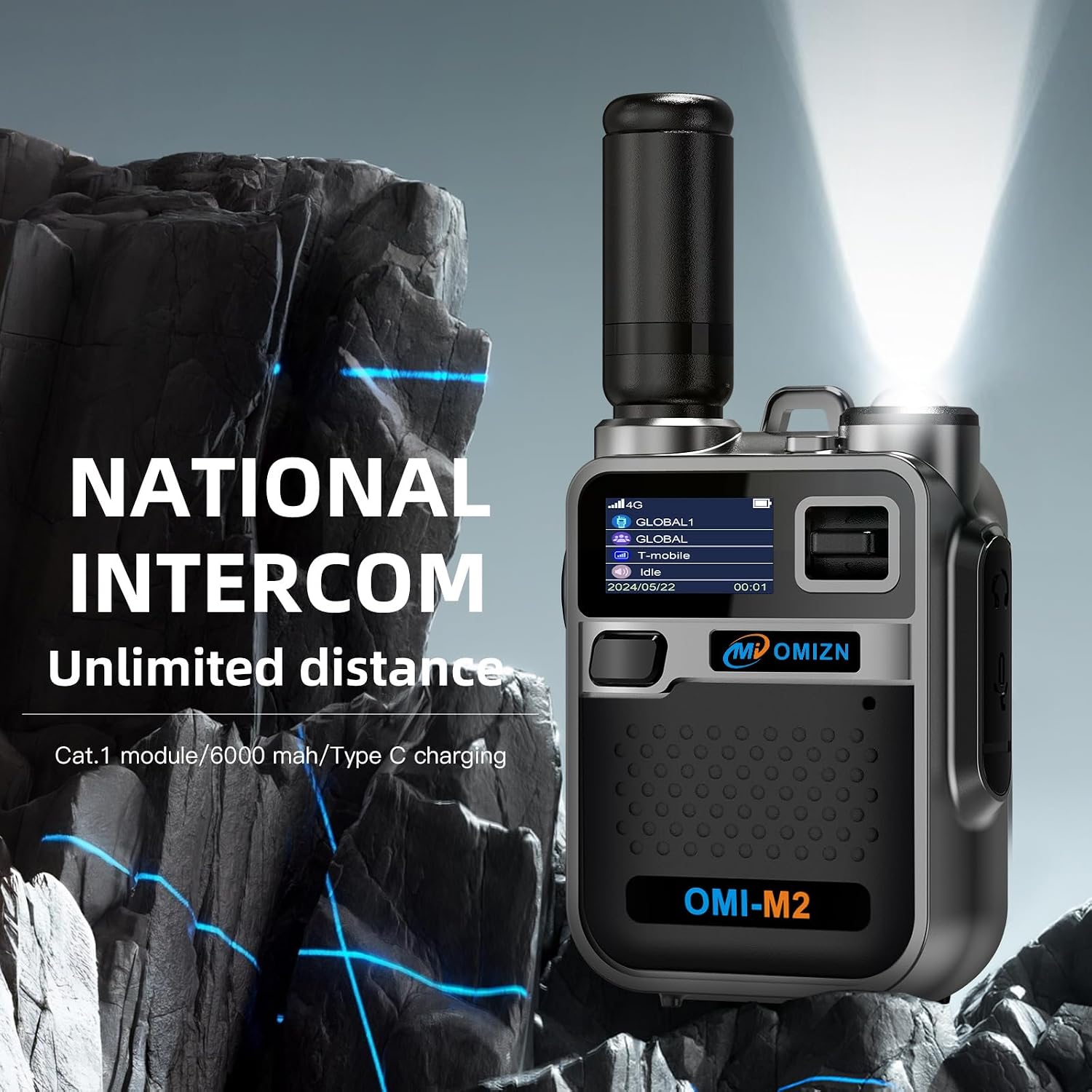 M2 Long Range Walkie Talkie,Portable 2 Way Radio with Flashlight,Encrypted with AES256,Lightweight Walky Talky with Type C Charging,for Construction Site Hotel Security,2 Pack