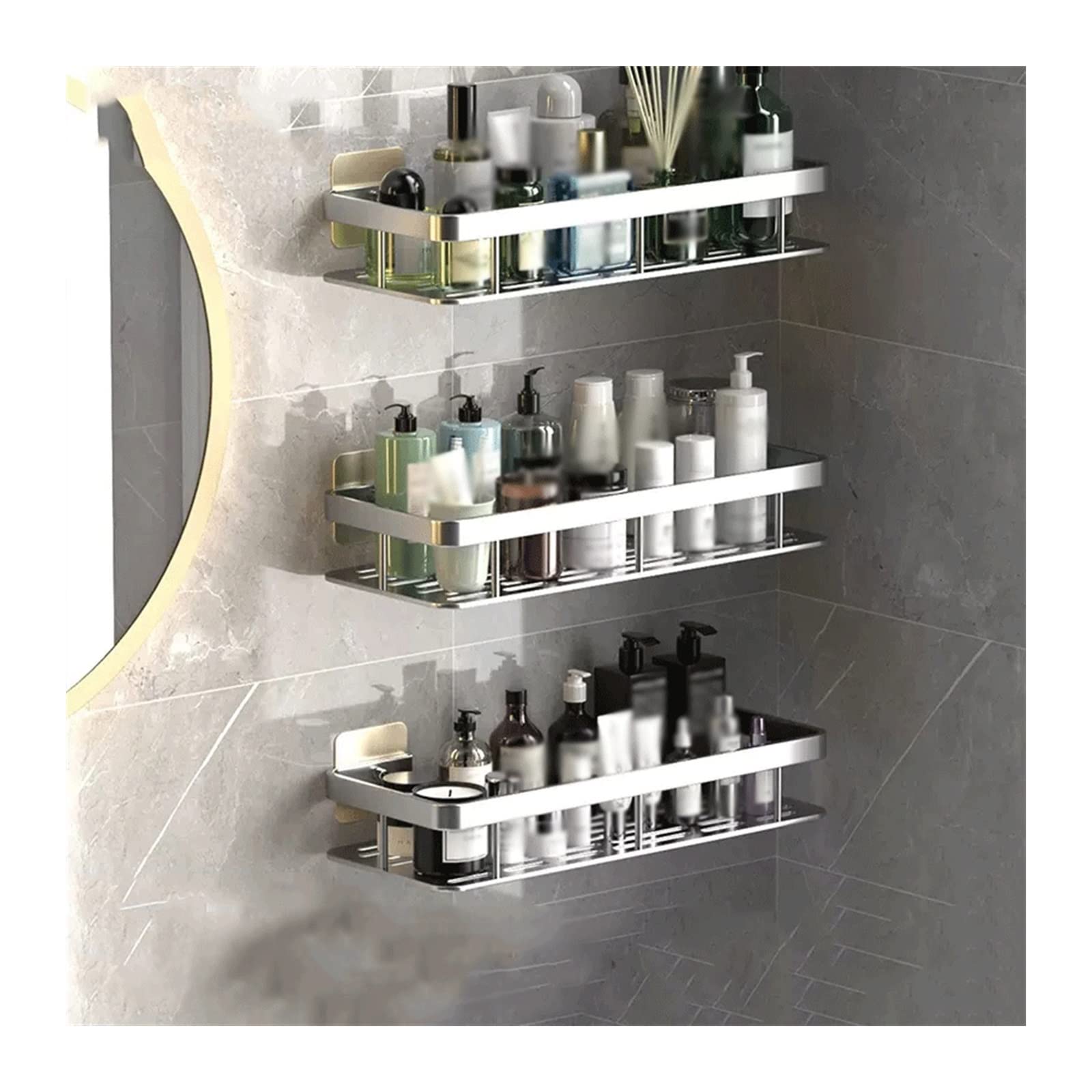 TXGJWRA Shower Caddy Storage Rack Toilet Washstand Three Layer Simple Storage Rack Kitchen Counter Metal Storage Rack Wall
