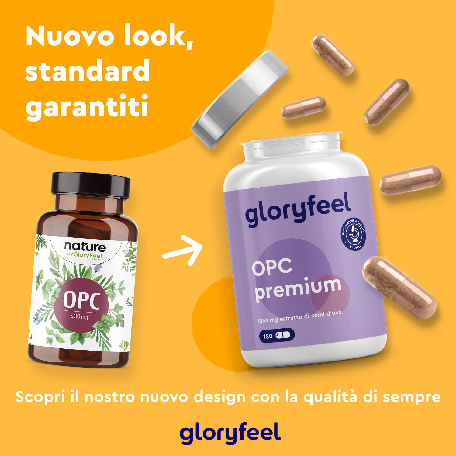 OPC Estratto di Semi d'Uva 95% – 630 mg OPC Puro per Dose – 180 Capsule Vegane – Alto Dosaggio – Antiossidante Naturale – Per Microcircolo, Vene e Capillari – Testato in Laboratorio
