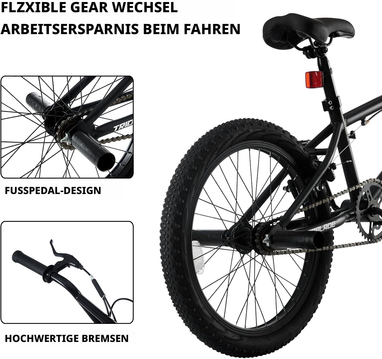 LSLIFE 20 Zoll BMX Bike für Jungen Mädchen & Erwachsene Freestyle BMX Fahrrad mit 360 Grad Rotierendem Lenker U-Brake, Professionelles Stunt Bike für Jugendliche Erwachsene Street Park