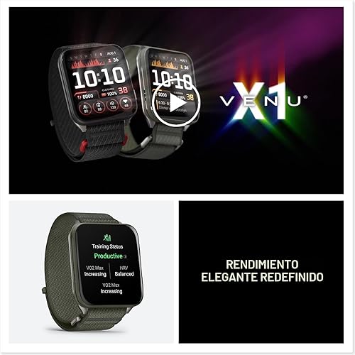 Miniatura 8 de Garmin® Venu® X1, reloj inteligente GPS delgado y ligero, pantalla AMOLED, características avanzadas de salud y fitness, musgo con fondo de caja de