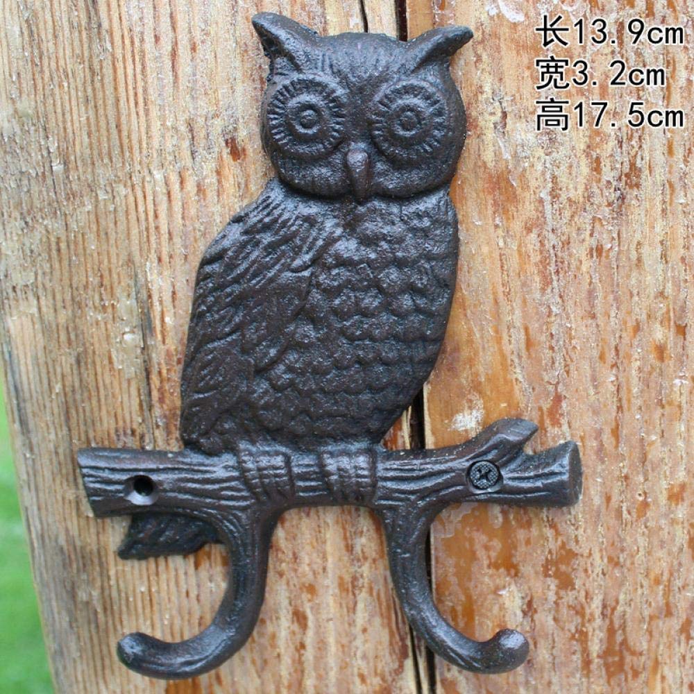 Crochet en fonte vintage patère murale hibou double crochet pour rangement manteau