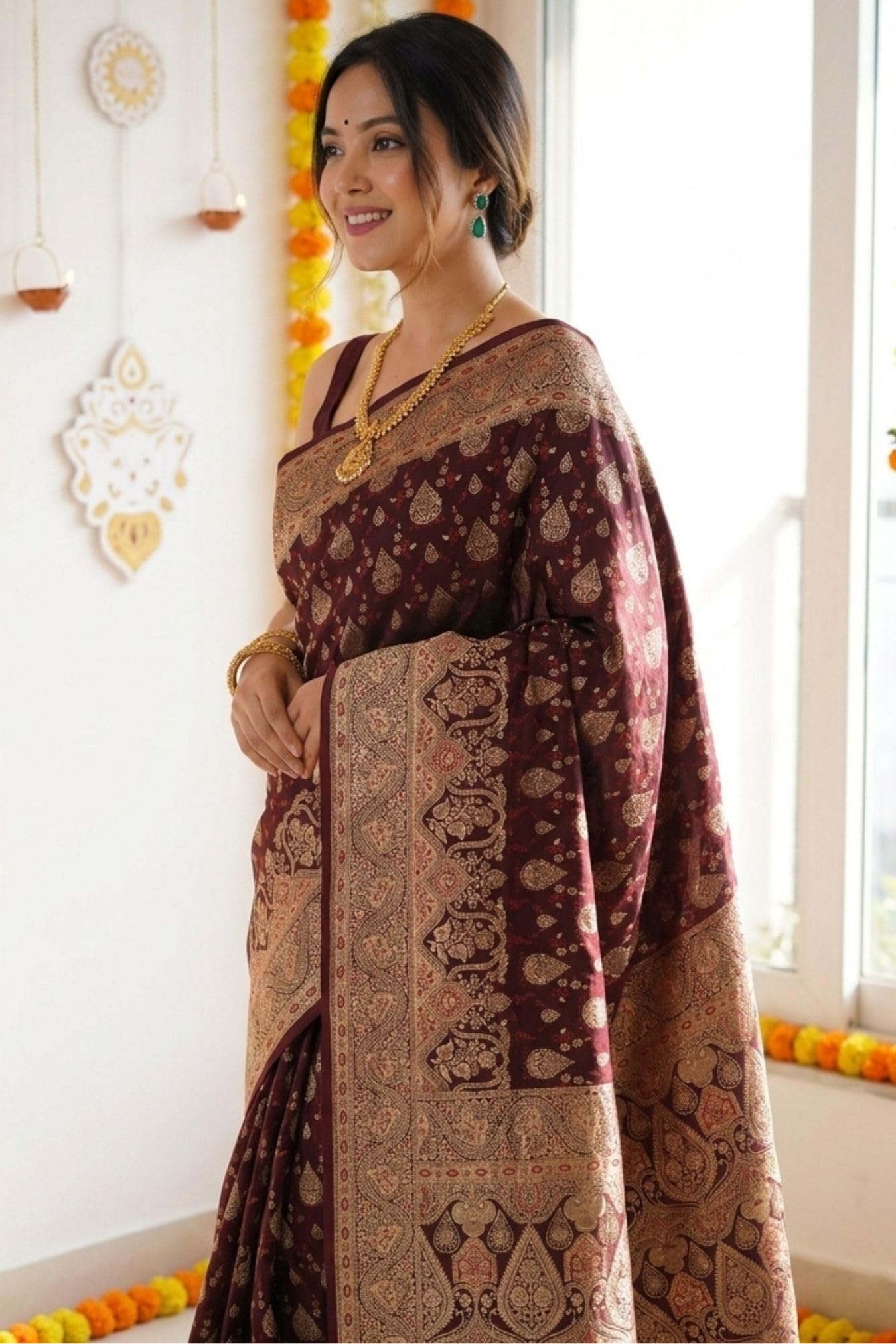 SGF11 Women's Kanjivaram Pure Soft Silk Saree With Unstiched Blouse Piece product image 3