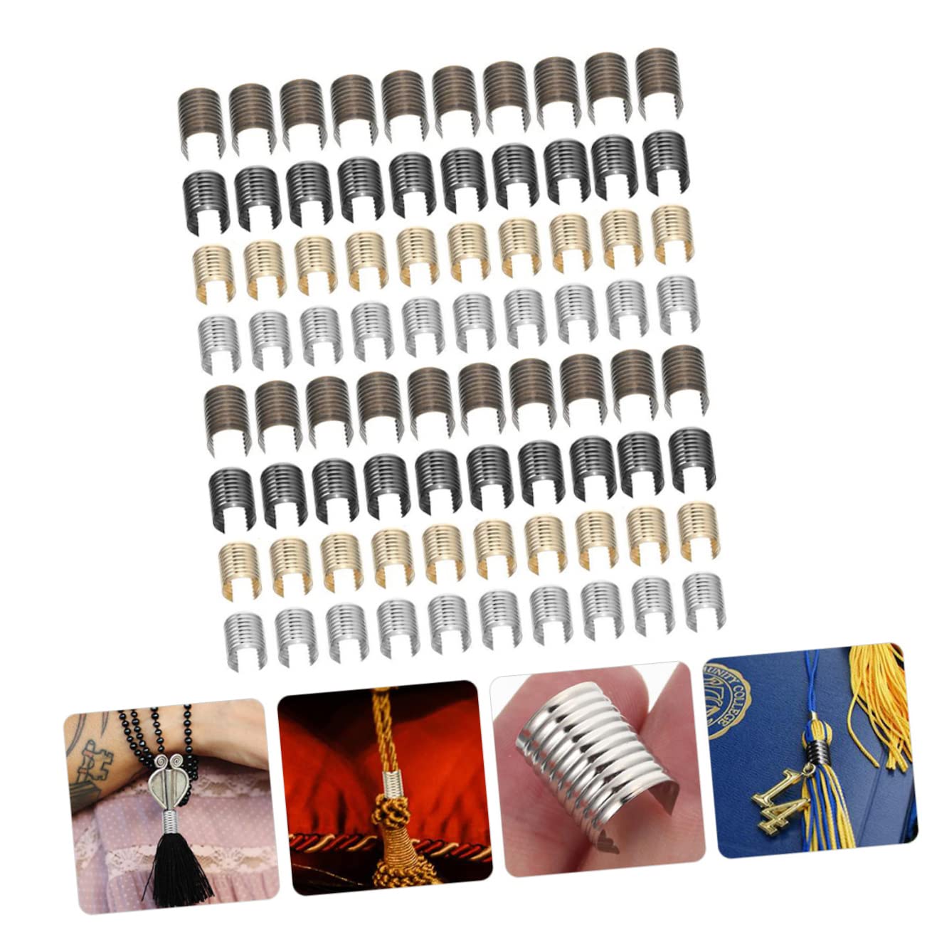 STOBOK 2sets Beads Bracelet Making Jewelry Clasps Leather Cord Clips DIY Rope Fastener 160pcs*2