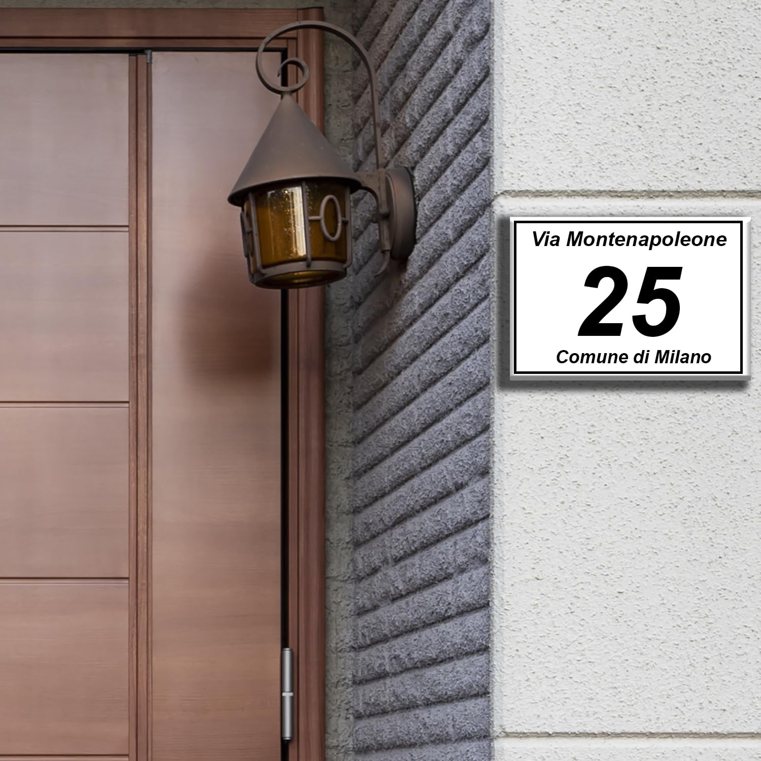 Stileitaliano Numero Civico per Esterno Personalizzato Targa Casa con Nome famiglia Numero Via Comune Resistente alla Pioggia e Sole regolamentare