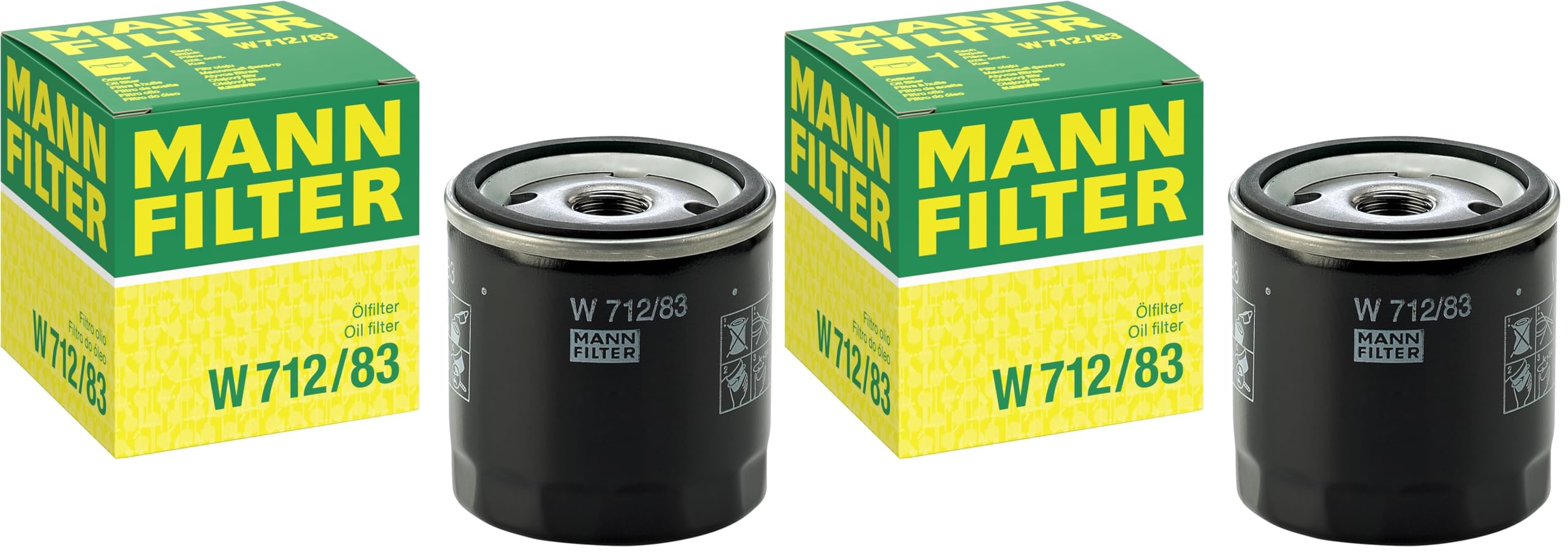 MANN-FILTER W 712/83 Ölfilter – Für PKW und Nutzfahrzeuge (Packung mit 2)