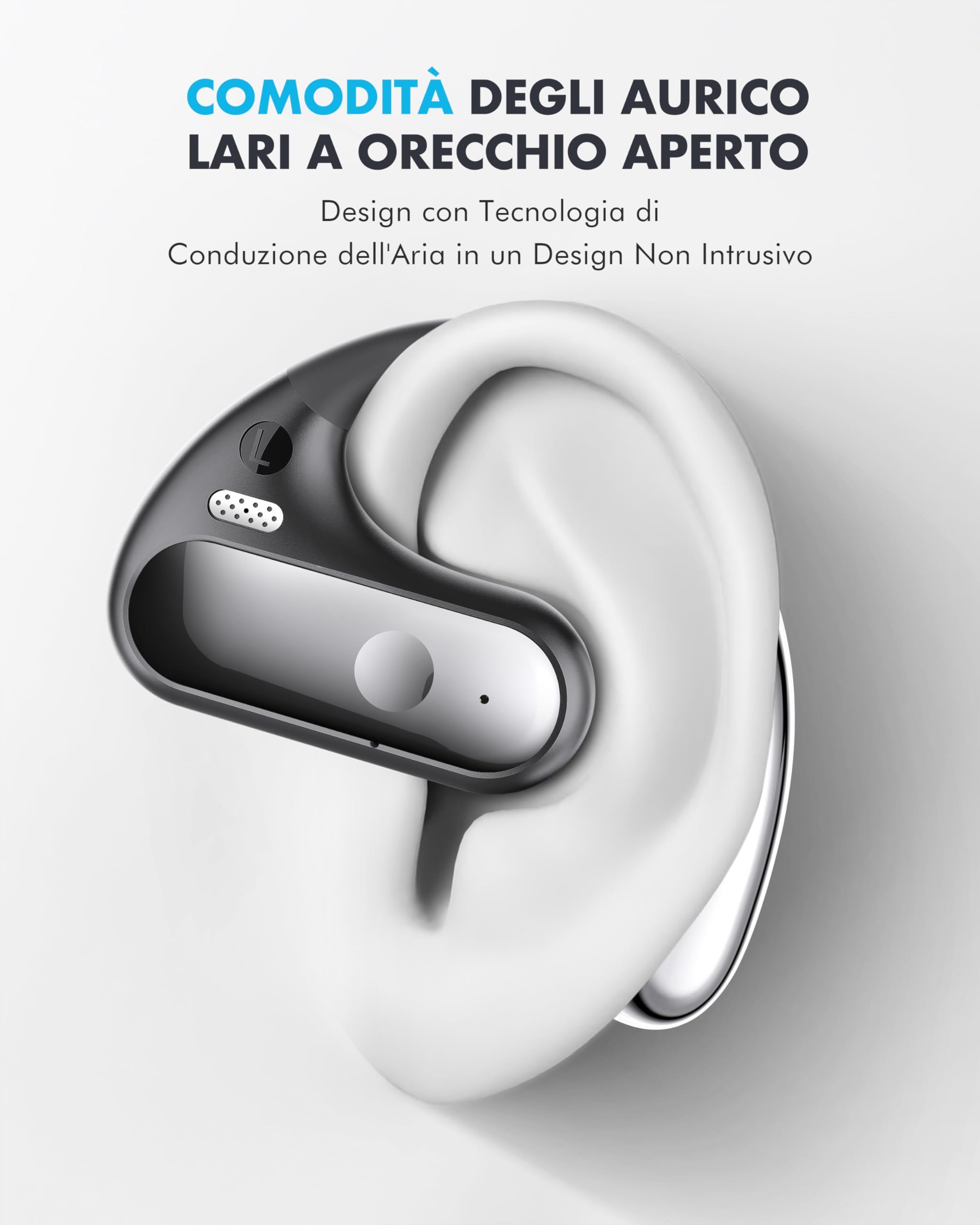 EUQQ Cuffie a Conduzione Ossea: Cuffie wireless Bluetooth 5.4 dal design aperto, Cuffie sportive Bluetooth wireless, 50 ore di Riproduzione, Progettate per lo sport