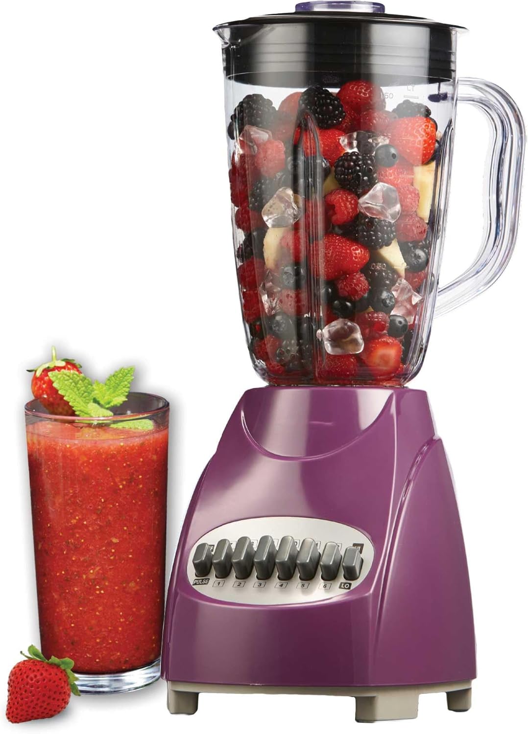 12-Speed Countertop Blender with Pulse Function – 50oz BPA-Free Jar, Stainless Steel Blades, Ice Crusher & Smoothie Maker, 350W Kitchen Blender (Purple)