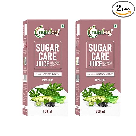 Nutriorg Sugar Care Juice 1000 ml (Pack of 2 * 500ml) | Controls Blood Sugar Levels | No added sugar | Healthy Blood Sugar