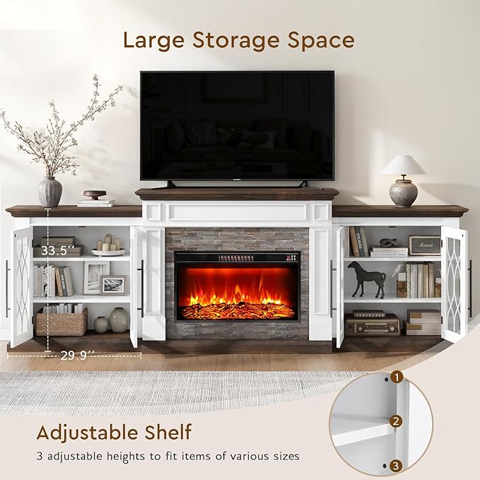 Mueble TV con Chimenea Eléctrica LGHM 104", 3 en 1, para TV hasta 100" miniatura 5