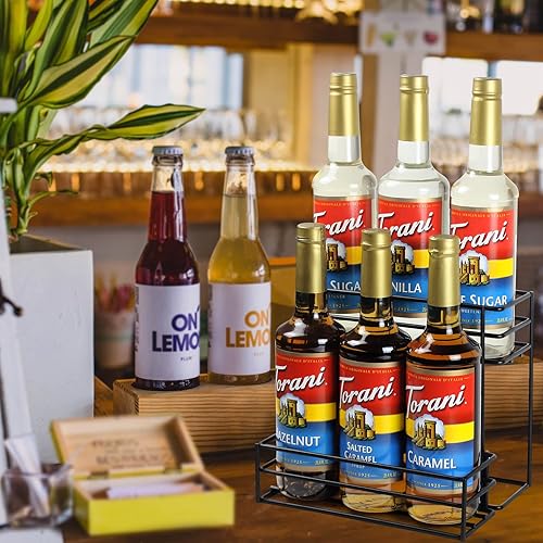 Miniatura 7 de Estante para jarabe de café (capacidad para 6 botellas), organizador de jarabe de café para cafetería, cocina, estante pequeño para vino de bar,