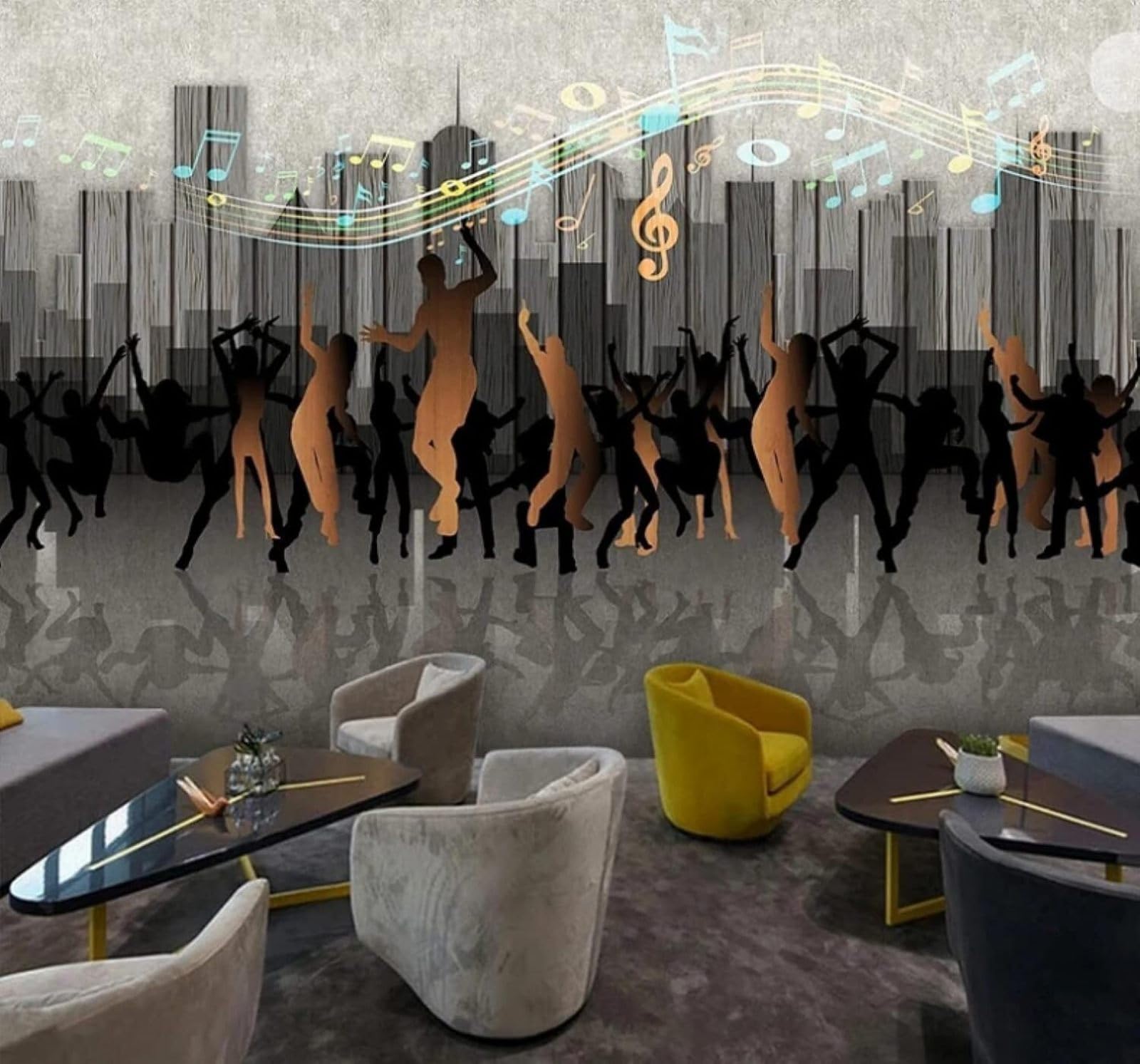 XLMING Abstract Music Dance People Urban Architecture 3D Wallpaper Luxury Home Dining Decor Paste Sofa Living Room The Wall for Bedroom Mural-300cm×210cm