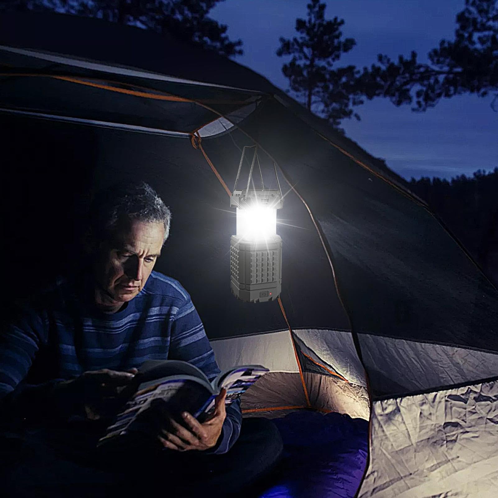 Lampada Solare da Campeggio Lanterna a manovella pieghevole impermeabile | Lampada LED USB Solare da Tenda Per riparazioni auto, arrampicata, giardino e cortile, escursionismo, pesca