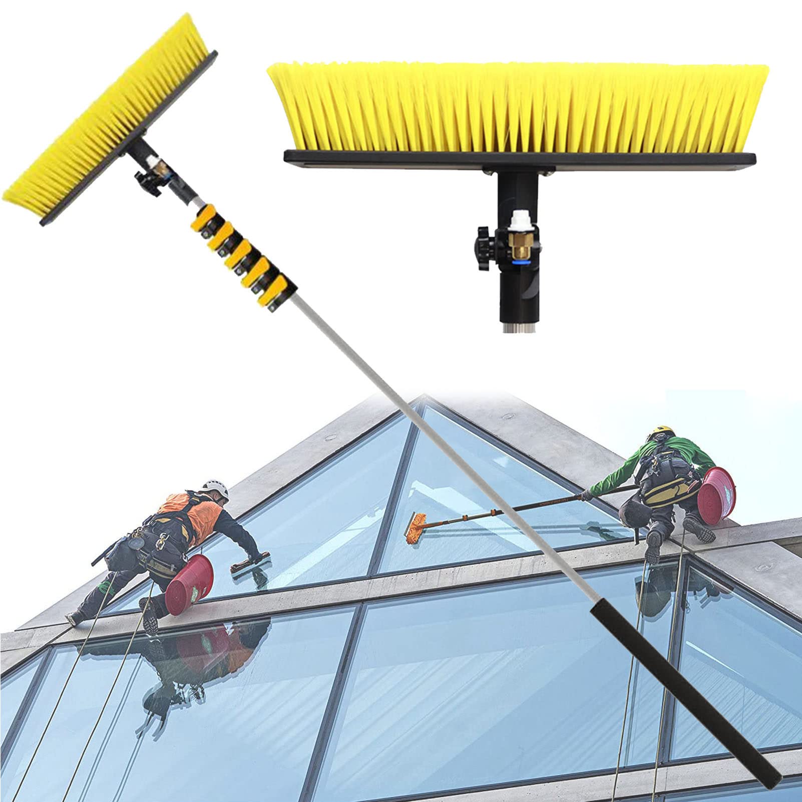 DUANHOZ Water Fed Pole Kit For Window Cleaning, Outdoor Window Glass Solar Panel Cleaning Extendable Brush For Photovoltaic Panel Cleaning, Trucks Windows,24Ft/7.5M/39Ft/12M,39ft
