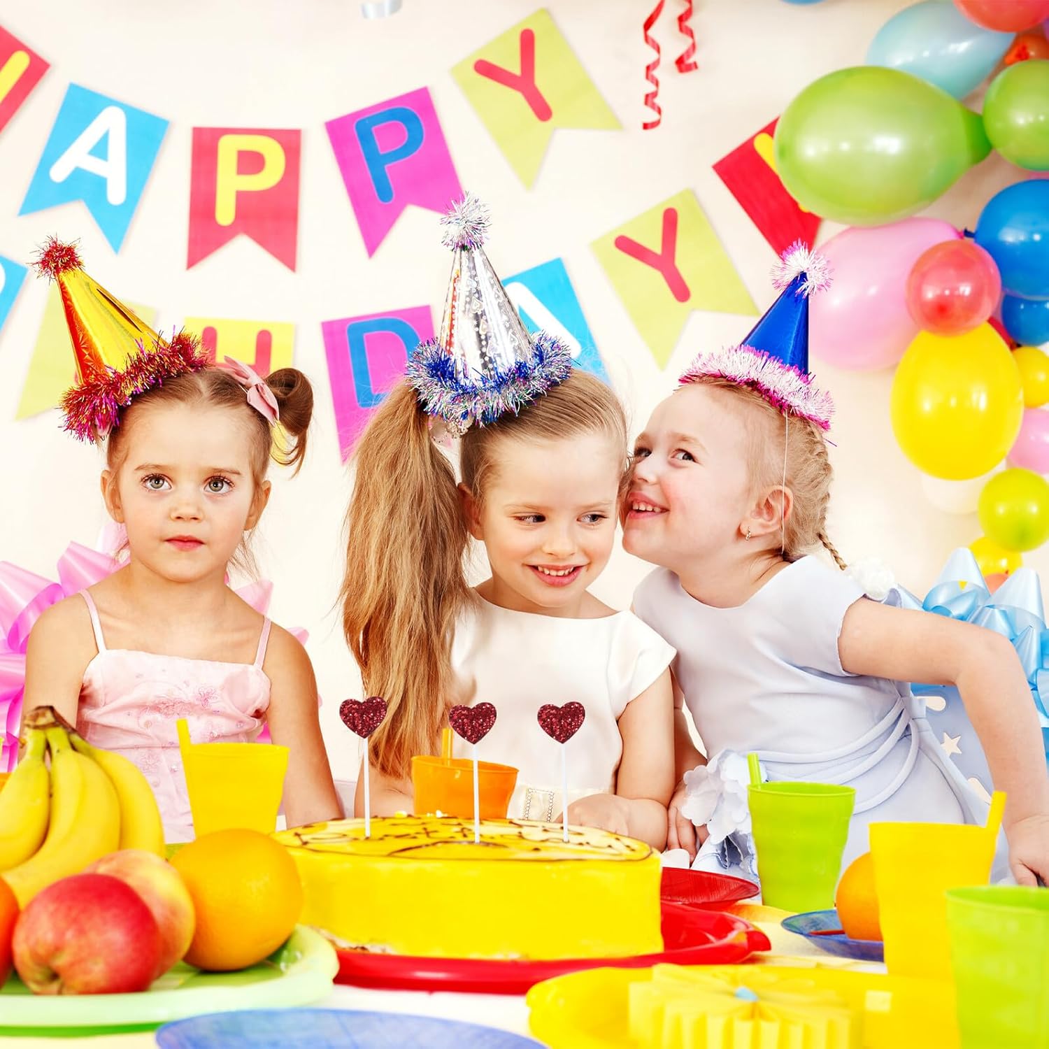 Roleader 25pcs Glitter Heart Cake Picks Dessert Topper for Birthday Wedding Party Decorations Non-edible Cake Inserts