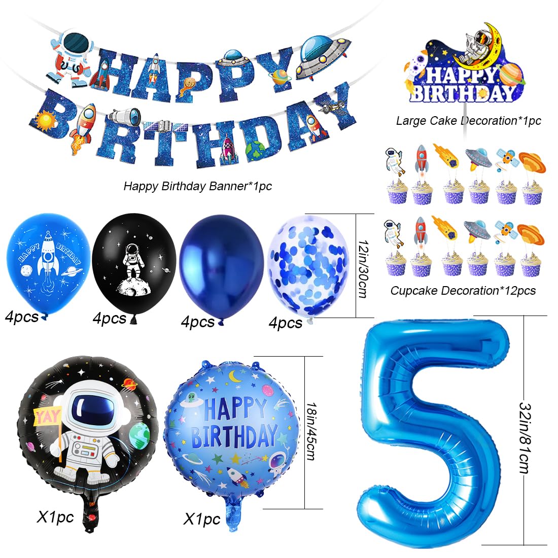 Weenkeey 7 anni Astronauta Razzo Palloncini Compleanno Spazio Esterno Palloncini Festa Jumbo Spaceman Palloncini Argento Numero 7 Elio Palloncino Stella Palloncino per Decorazione Festa Compleanno
