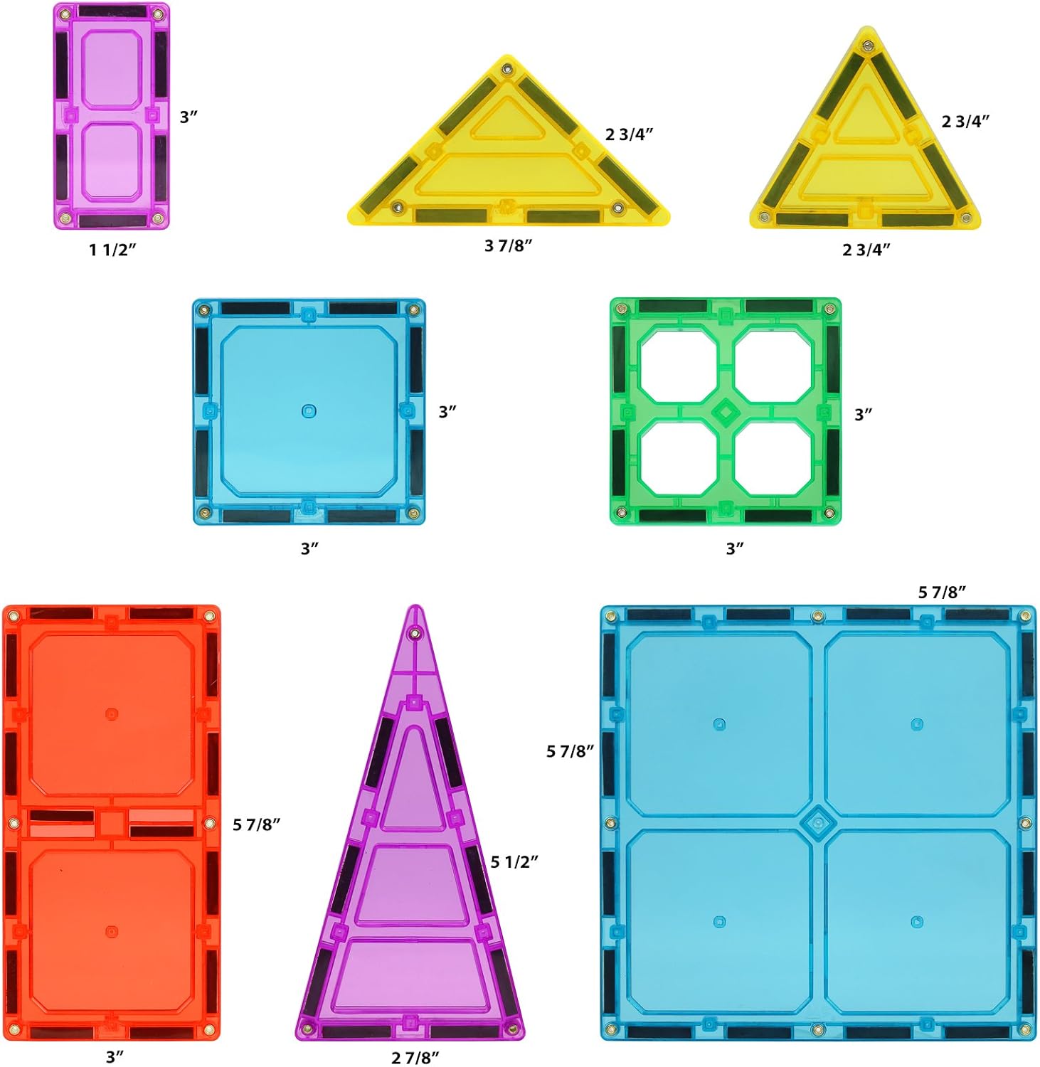 Kids Magnet Build Tiles, Set of 100 Extra Strong Magnet Tile Building Blocks in Assorted Shapes & Vibrant Bright Colors, Magnet Toy Gift for Kids : Toys & Games