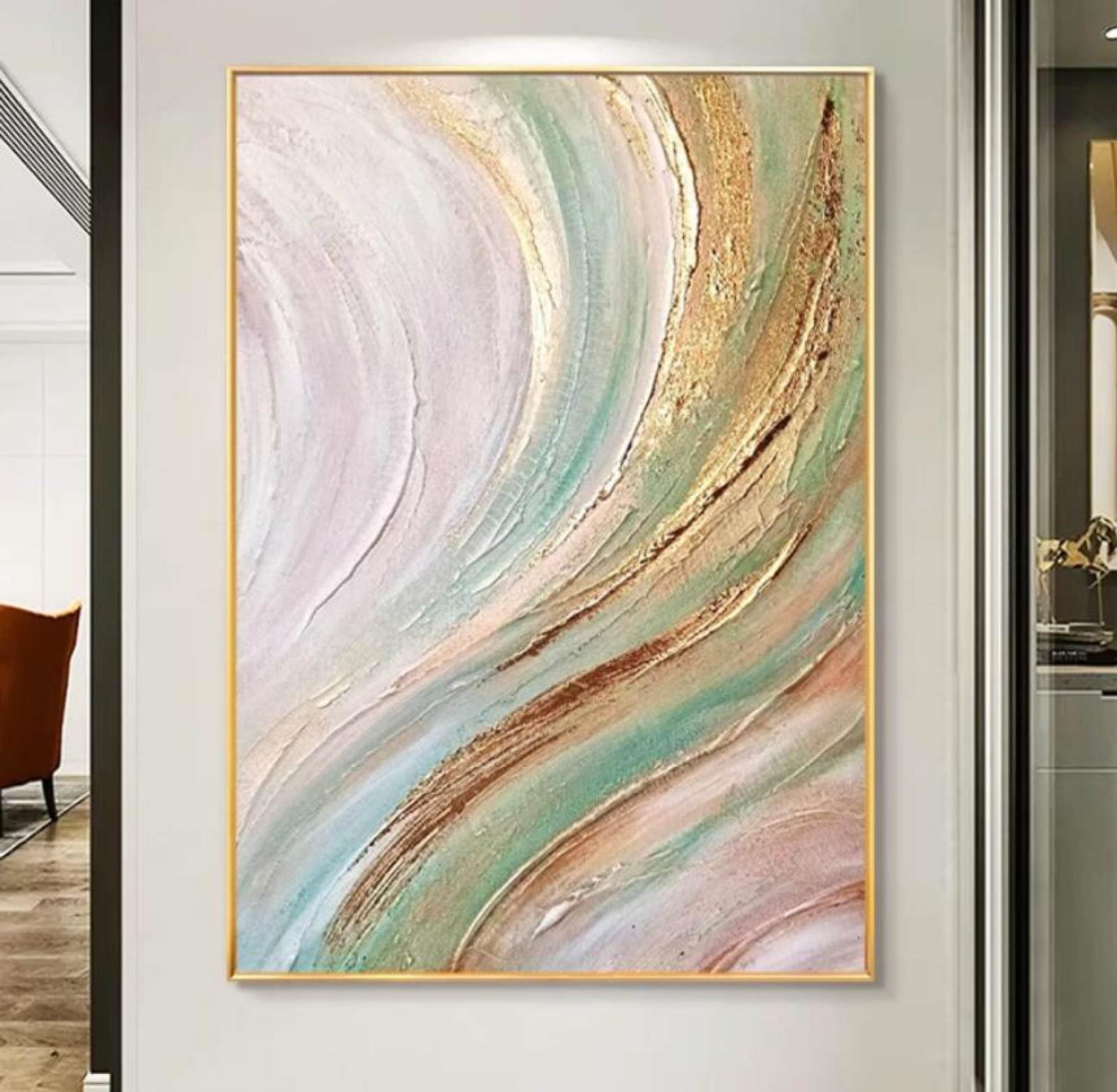 Peintures abstraites vagues colorées grande chambre coucher