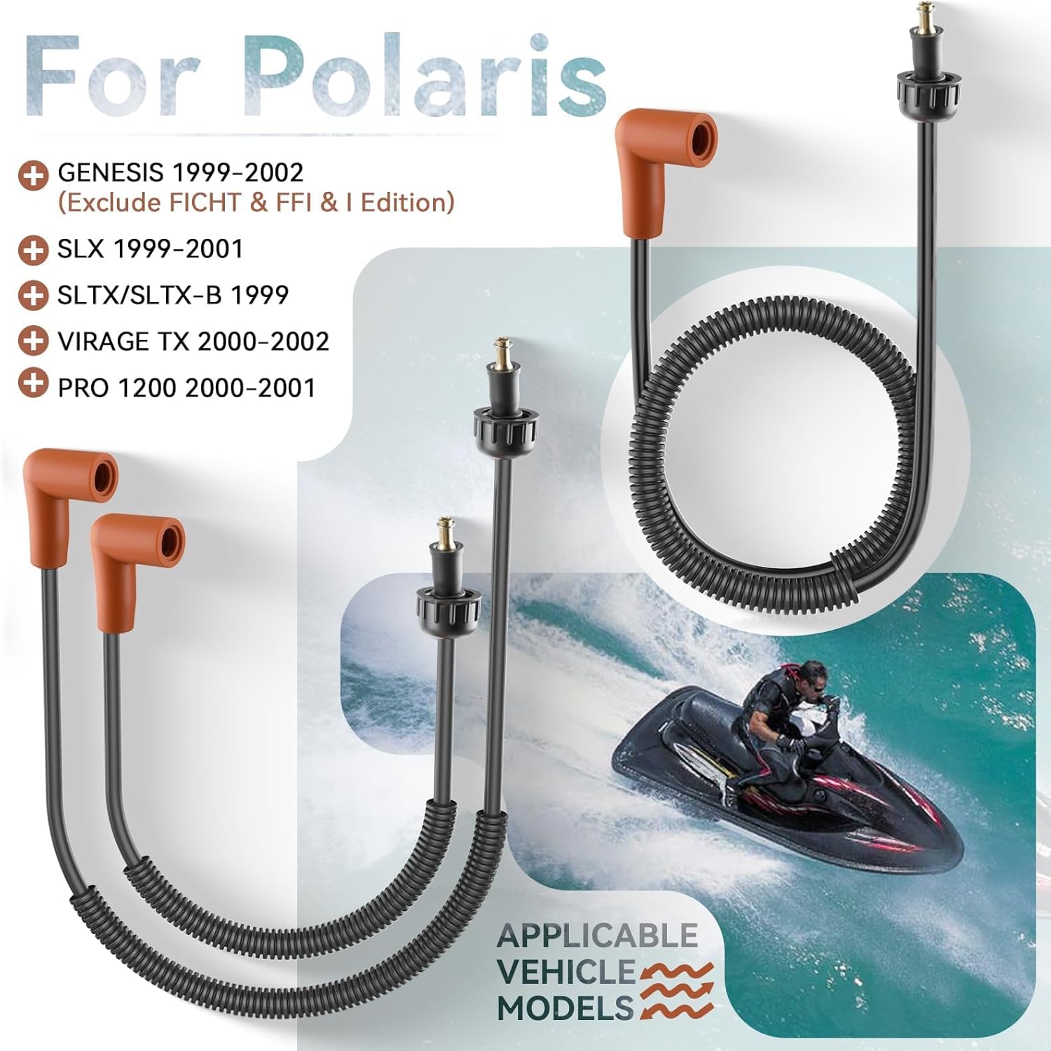 Ignition Coil & Wire Cap w/Spark Plug For Polaris GENESIS SLX SLTX PRO 1200 VIRAGE TX 1999-2002 4010342