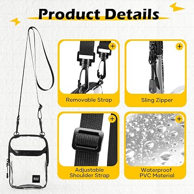 SEAFEW Clear Mini Crossbody Bag Shoulder Bag for Men, Small Messenger Satchel Bag for Women