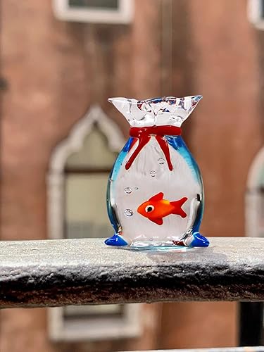 Vista 5 de Pez Dorado en Miniatura de Vidrio, Pequeño Pez Dorado en una Bolsa, Figurina de Pez Rojo de Vidrio para Casa de Muñecas, para Ornamento de Acuario