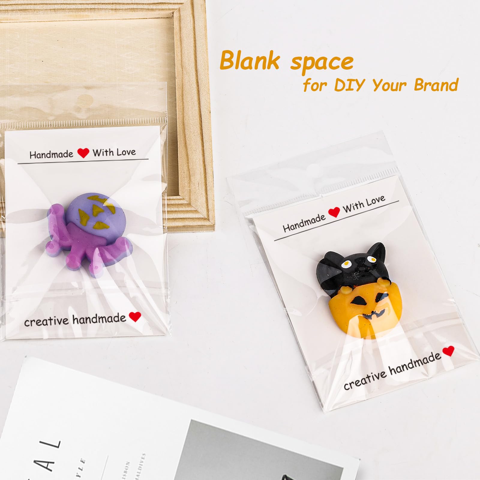 100pcs Display Cards & 100pcs Clear Self Sealing for Cellophane Bags, 4.1x2.87 Inch Display Cards for Selling Packaging for Small Business Display Cards for Keychains Bracelet Car Coasters Jewellry - Image 3