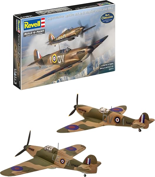 Revell 03771 Supermarine Spitfire Mk.Ia & Hawker Hurricane Mk.I Échelle 1:144 Kit de maquette en plastique non construit/non peint