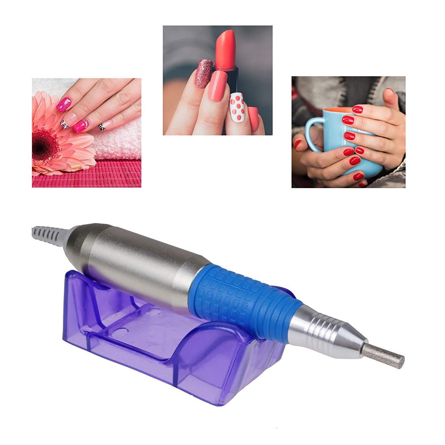 Torno Profesional pulidora para uñas Manicura y Pedicura 30.000 RPM fresadora para eliminar esmalte semipermanente, gel acrílico, limar, modelar 6x brocas 6xBandas de lijado.