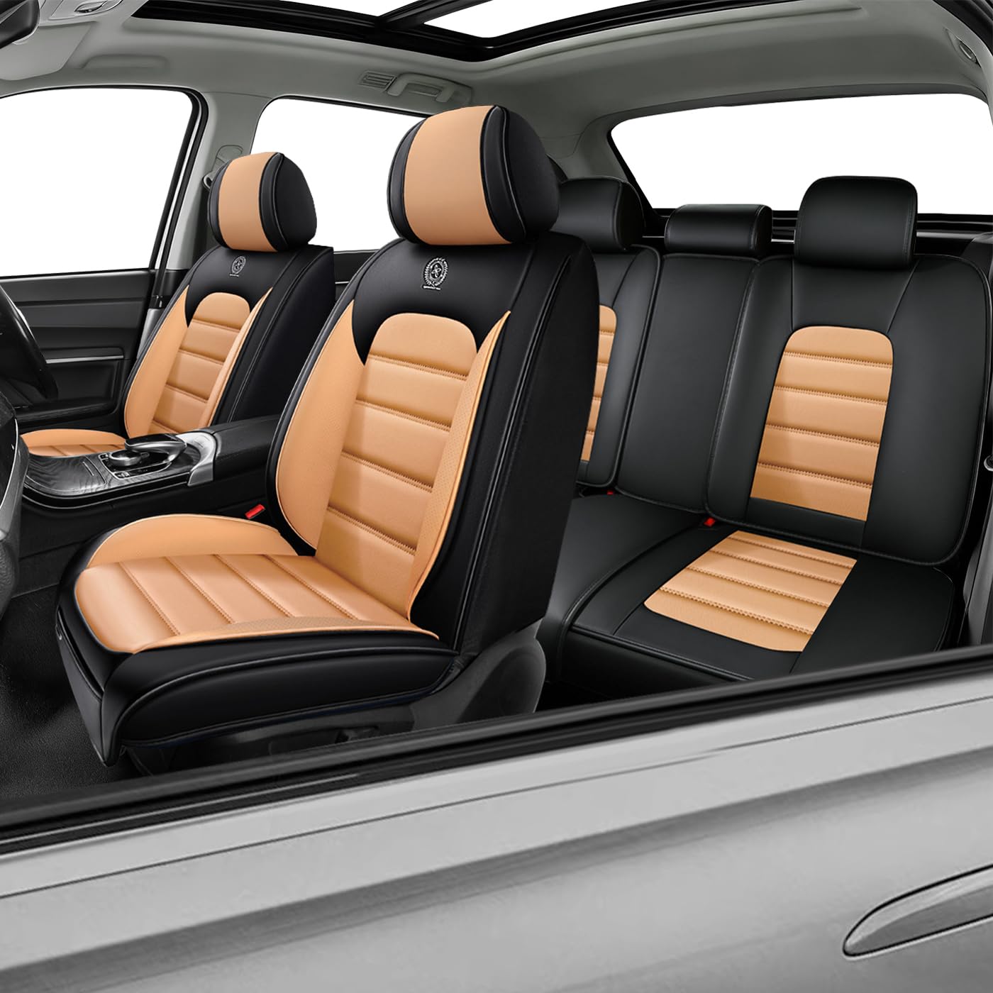 Car Seat Covers for X2,for BMW X2 2018-2025 2026,Waterproof Leather Seat Covers,Compatible Airbag,Full Set Comfort Car Seat Protectors for Most Cars(Black&amp;Orange)