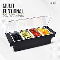 Vista 6 de Esatto - Porta condimentos para bar, bandeja de guarnición refrigerada con tapa para bar, 4 insertos de 1/2 pinta, con 12 vertedores para botellas