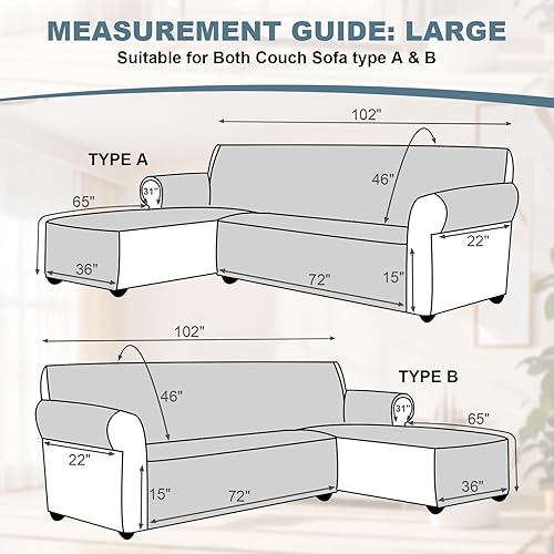 Miniatura 2 de cjc Funda impermeable de doble cara para sofá en forma de L, funda para sofá seccional, funda protectora de muebles reversible, funda protectora de