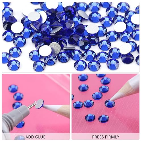 Miniatura 6 de Novani Diamantes de imitación de color azul real, 288 piedras preciosas sueltas de cristal para ropa, zapatos, manualidades, maquillaje, arte de