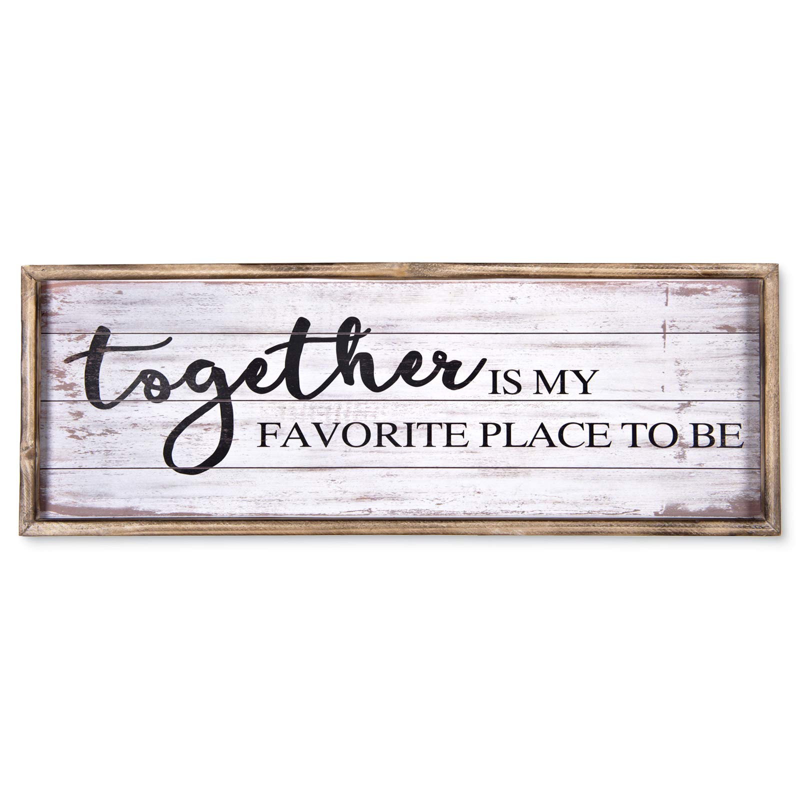 Together Is My Favorite Place To Be Large Wood Wall Decor Sign for Home,Kitchen,Living Room,Rustic Solid Wood Framed Wall Plaque,Wall Art,Farmhouse Rustic Decor,Gift for Family 27.5" x 9.5‘’ x 1"