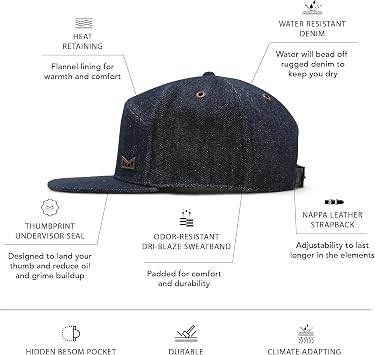 melin Trenches Icon Infinite Thermal, Performance Snapback Hat for Cold Weather, Water-Resistant Flat Bill Cap for Men/Women