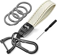 Vista 9 de Idakekiy Llavero de cuero de microfibra con 4 llaveros giratorio de 360 grados, organizador universal para llavero