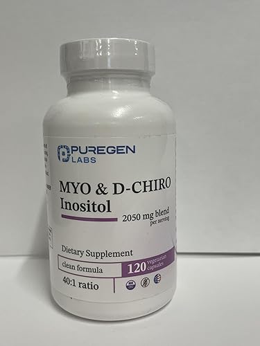 Miniatura 8 de Puregen Labs - Suplemento de inositol Myo inositol y D-Chiro Inositol 2050mg - 120 cápsulas vegetales Sin aditivos nocivos Sin OMG, sin gluten