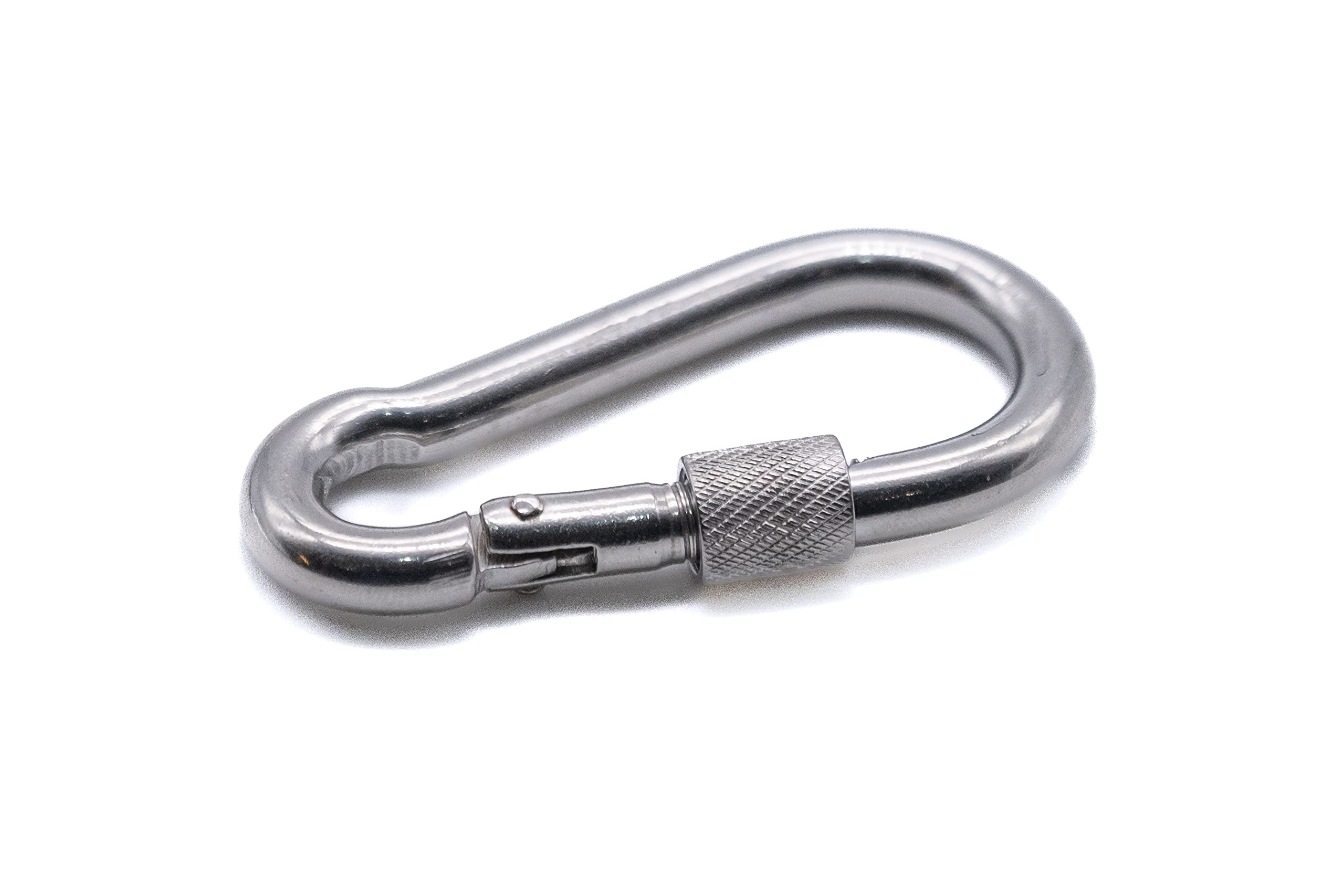 Stainless steel carabiner snap spring hook with lock nut A4 316 marine grade hiking fishing camping keychain eye (10, 10mm x 100mm)