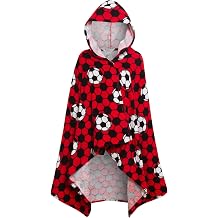 Ultimate Kids Boys Football Hooded Poncho Towel Red One Size