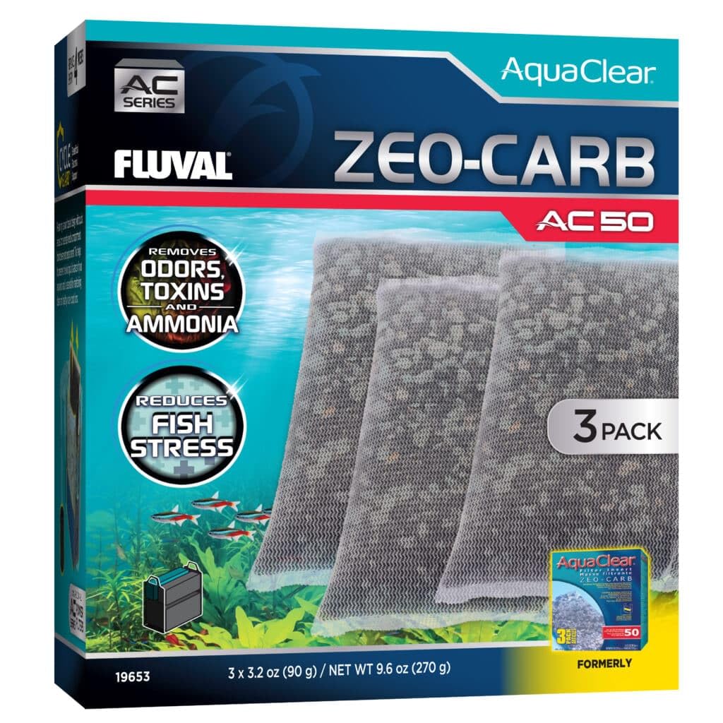Fluval Zeo-Carbon Charging Pack for AquaClear AC50 Aquarium Backpack Filter, 3pc