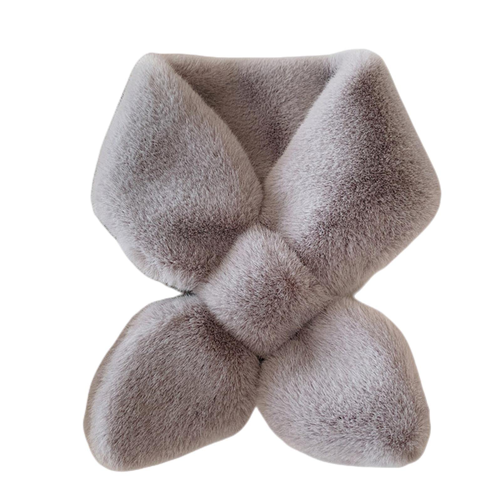 MOGSA Bufandas falsas de piel de conejo para mujer, bufanda gruesa de invierno para otoño