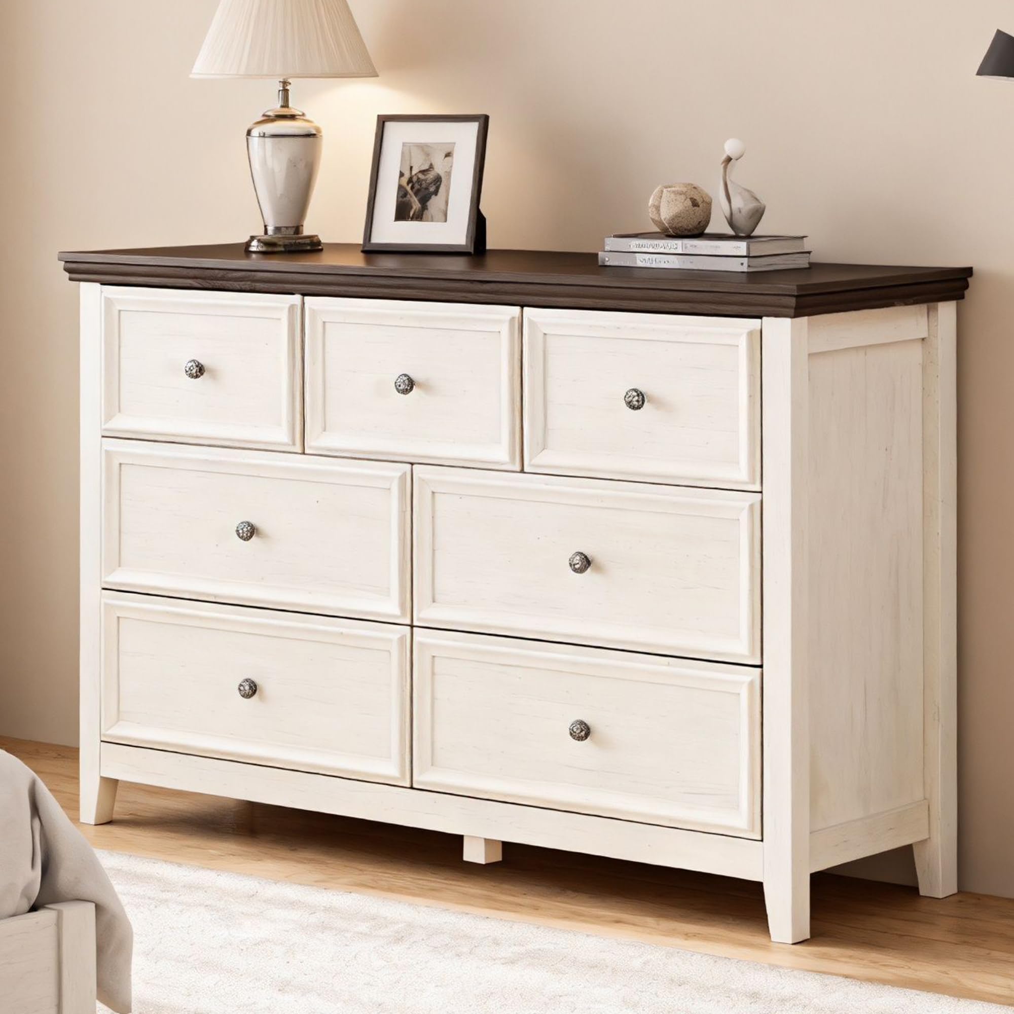 Photo 1 of ***SIMILAR ITEM***
BLANKSPACE 7 Drawer Dresser, Modern Farmhouse Dresser Chest of Drawer for Bedroom, Chest of Drawers Storage Cabinet for Living Room, Entryway, Hallway, Antique White
