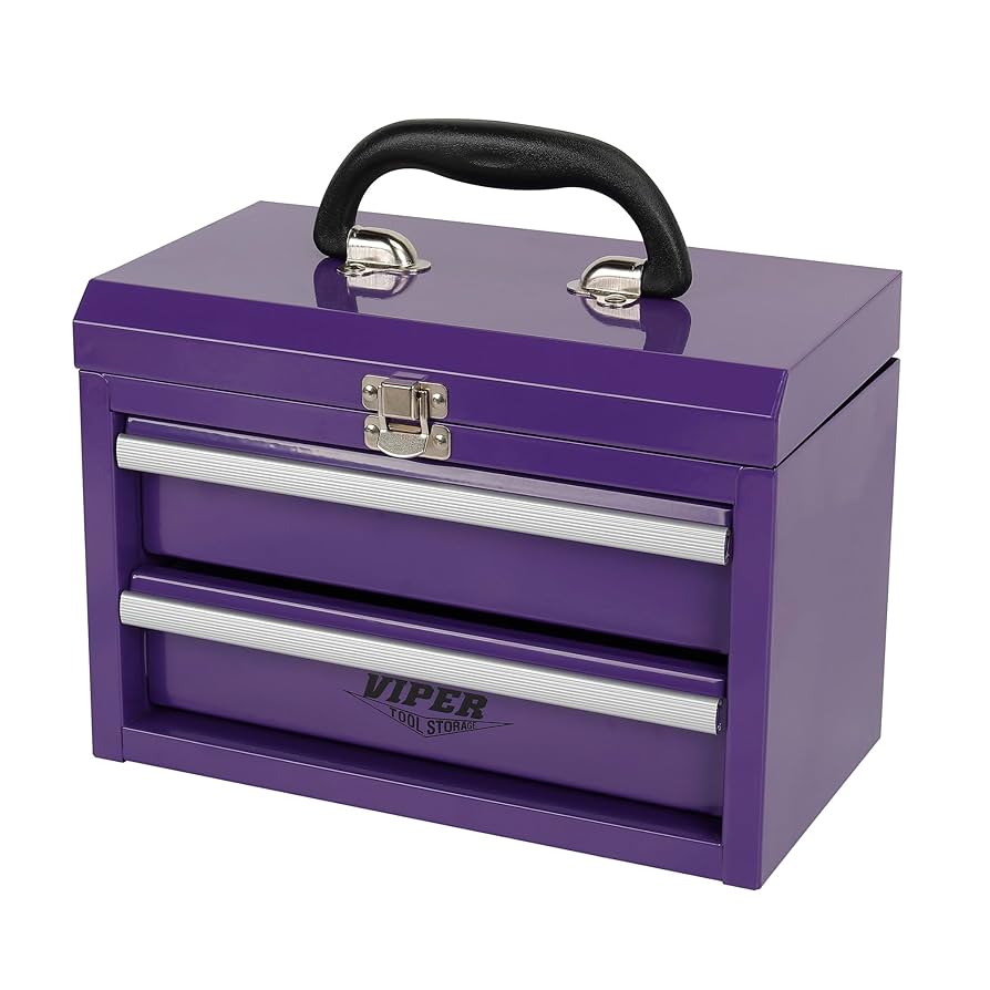 Viper Tool Storage 11-Inch 2-Drawer Portable Toolbox, Purple