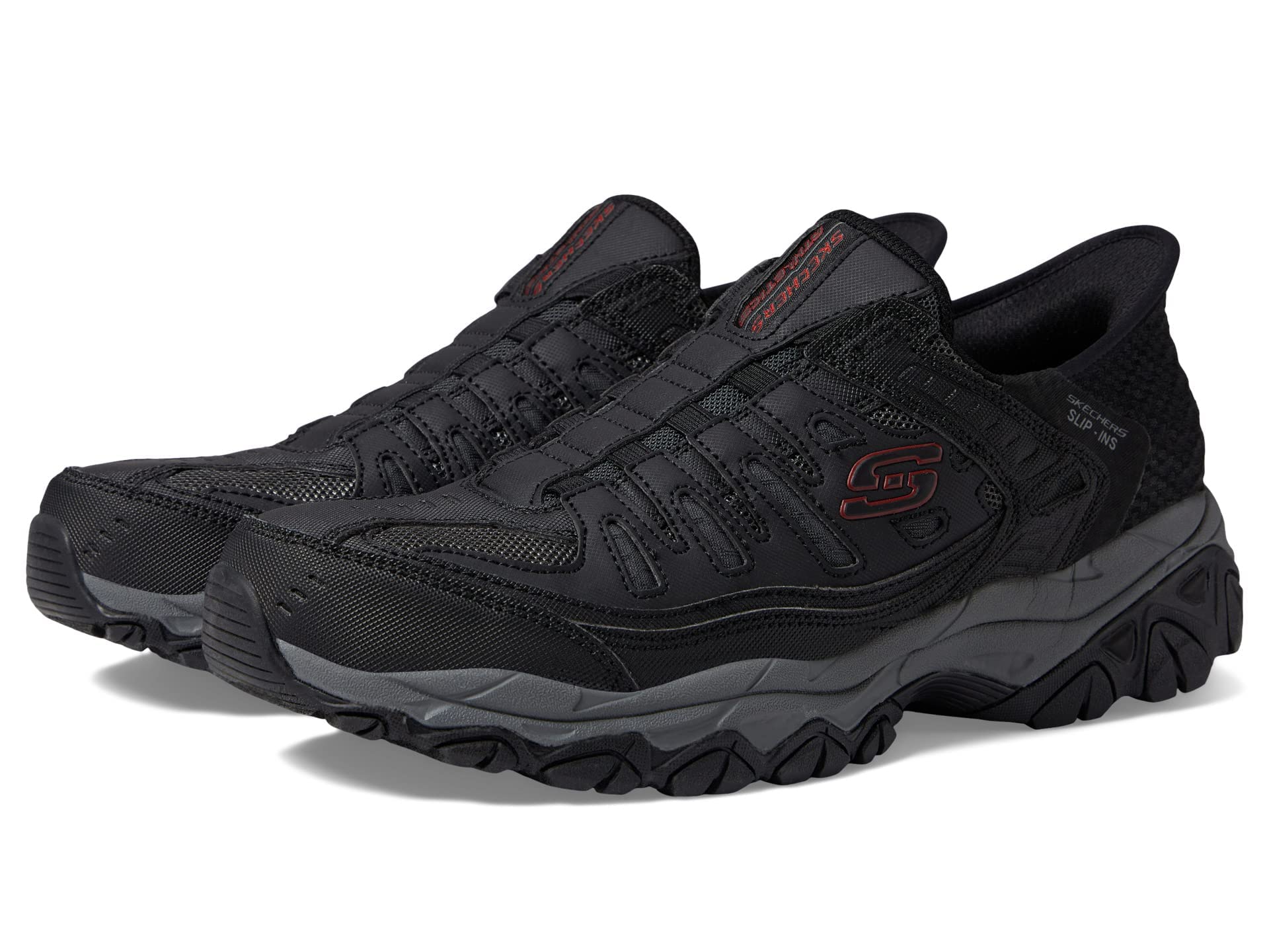 Skechers Men's Afterburn M. Fit Ridgeburn Hands Free Slip-in Loafer, Black Dark Grey, 6.5 UK