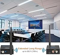 Vista 4 de 1Mii Receptor transmisor de audio inalámbrico de 2.4 GHz para TV, 320 pies de largo alcance 20 ms de bajo retardo 192 kHz/24 bits de audio HiFi, kit