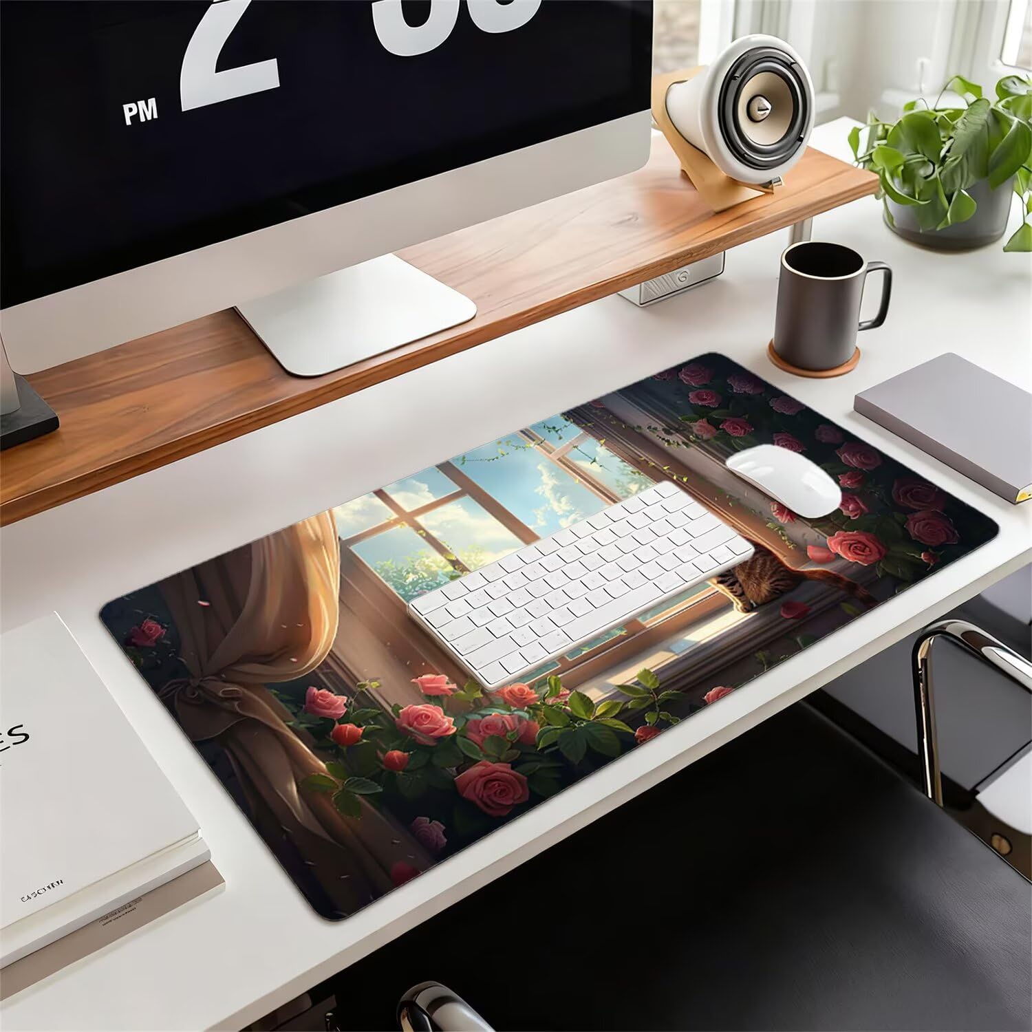 Podkładka pod mysz XXL dla kota 1600 x 800 x 3 mm antypoślizgowa gumowa podkładka pod mysz dla gracza dokładność okna kompatybilna z wszystkimi myszami, miękka powłoka wodoodporna ochrona biura do