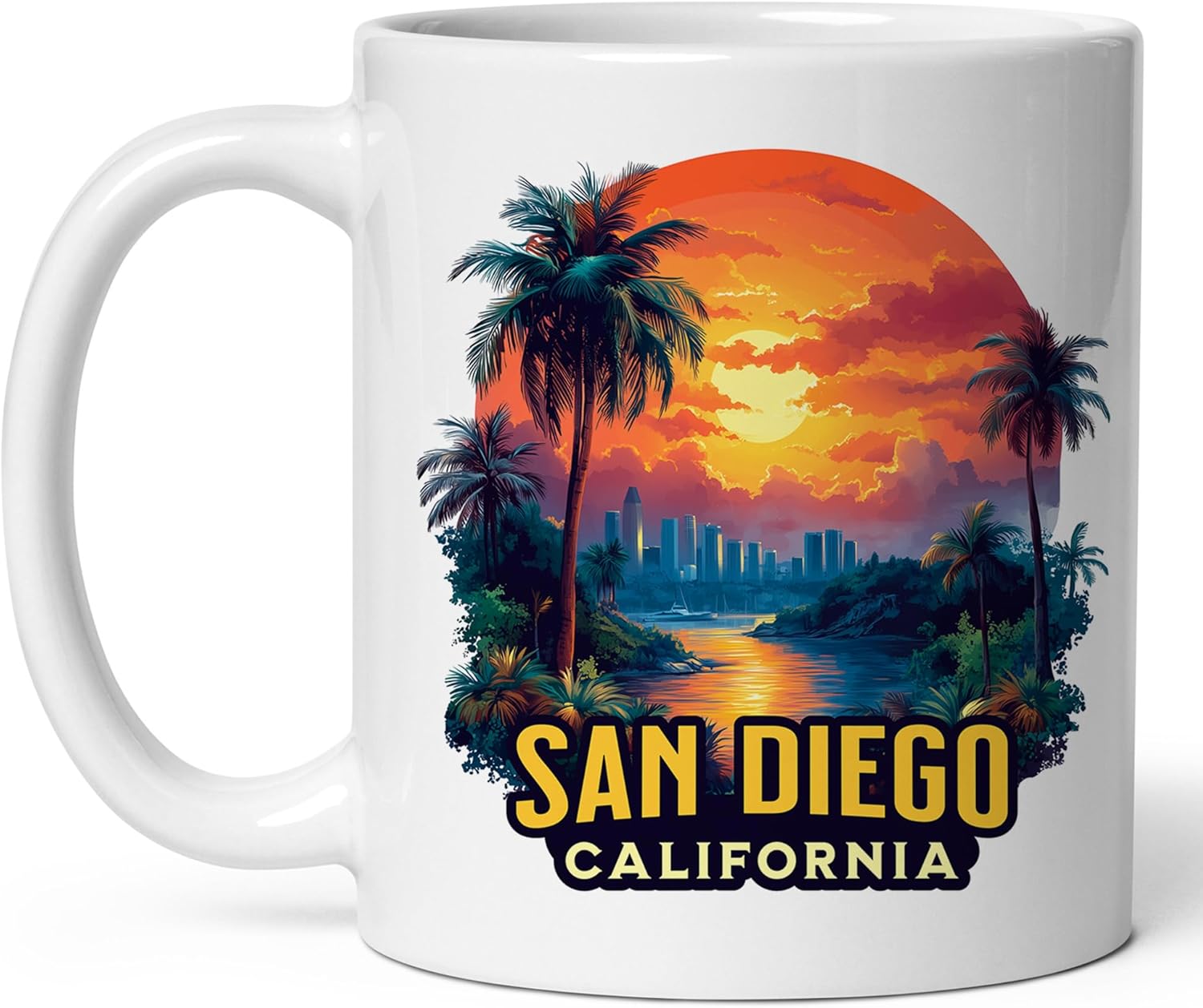 San Diego California Ceramic Coffee Mug 11oz Americas Finest City - Tea Coffee Mug with Comfortable Grip - Unique Travel Gift Cup for Office or Home - Vibrant Long-Lasting Print ID44991
