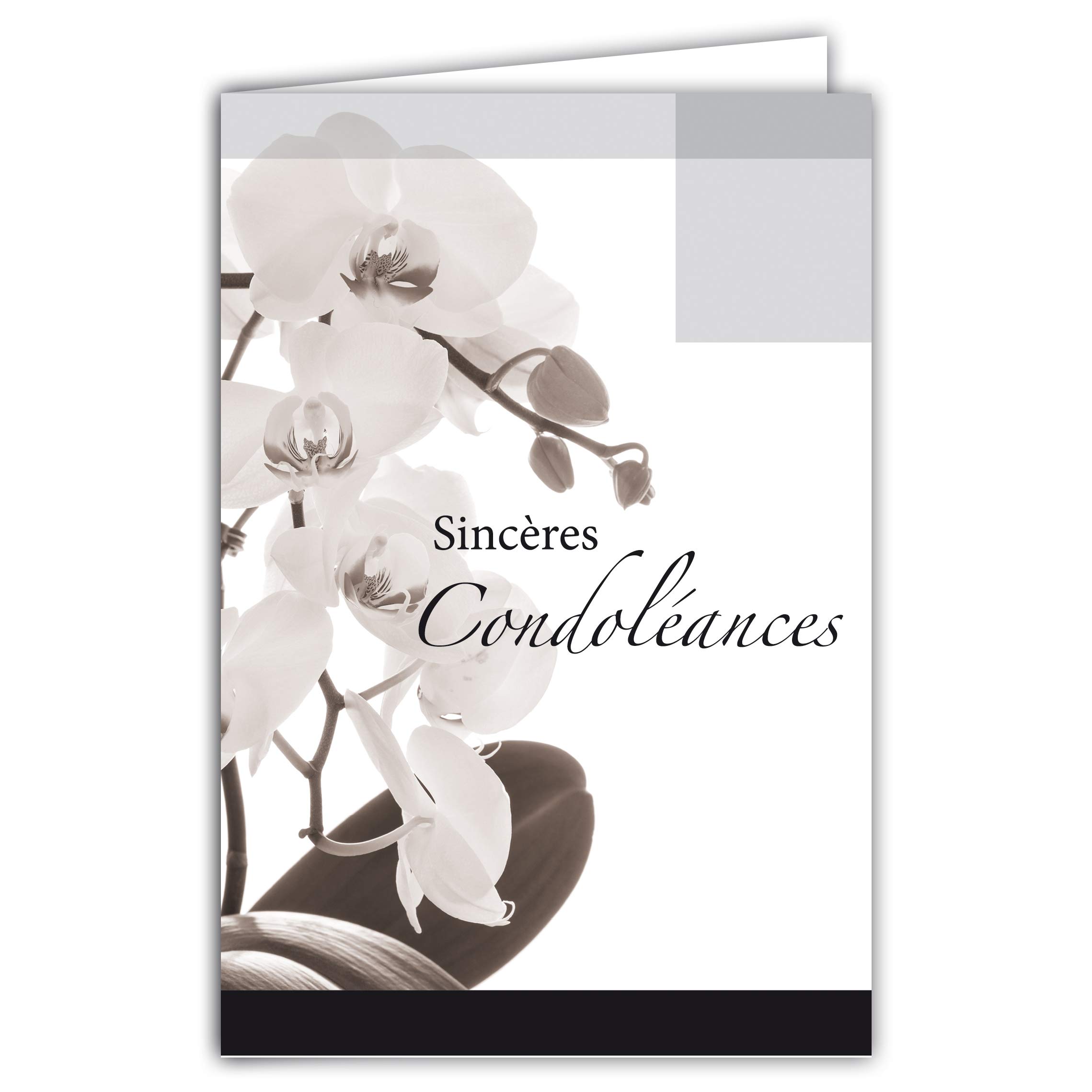 64-1047 Card Sincere Sympathy Flowers White Orchids Grey Black Mourning Death