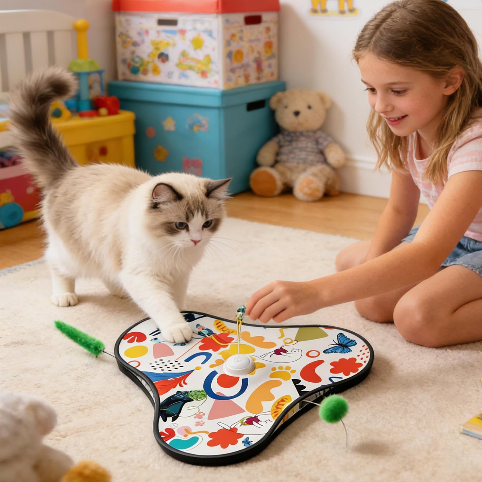 Jouet Interactif pour Chat Silencieux avec Leurres Mobiles Cachés pour